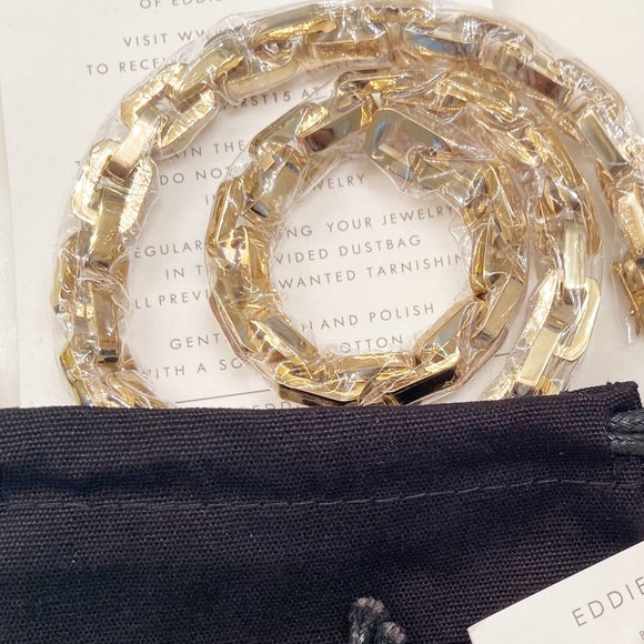 Eddie Borgo Gold Tone Supra Chain Link Necklace 17” New - Picture 3 of 6